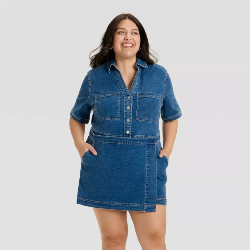 Blue Denim Button-Up Skortalls